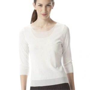 Babette Classic White Scoop Neck Top Blouse Crop Sleeve Women's Size 3